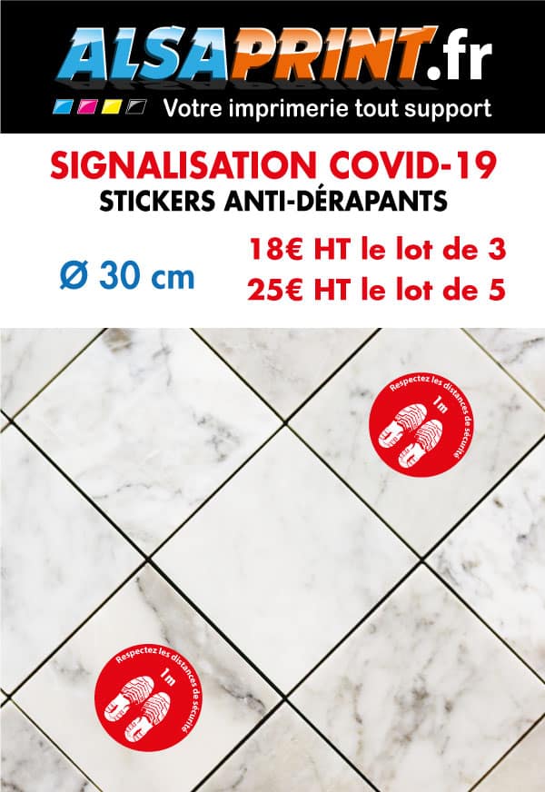 COVID-19 signalisation ronde 30cm - Imprimerie Mulhouse Kingersheim
